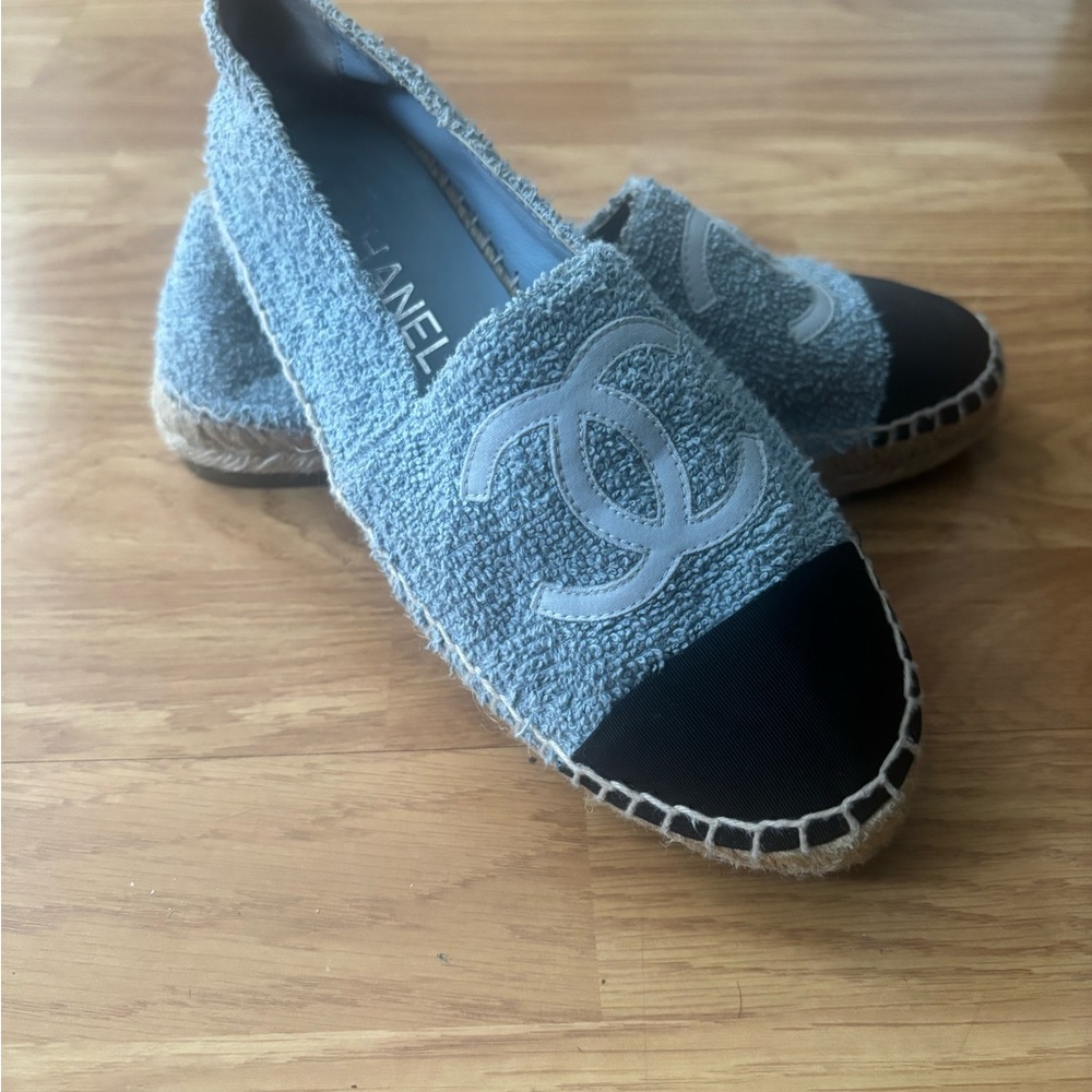 CHANEL Blue and Black Espadrilles